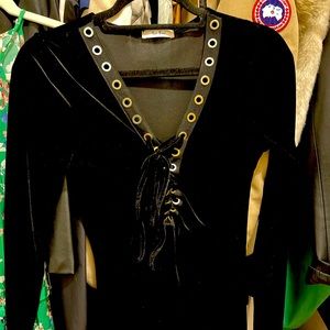 Medium Black Bodysuit - with tie